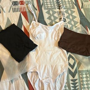 Set of 3 Solid White, Brown & Black Body Suits NWOT